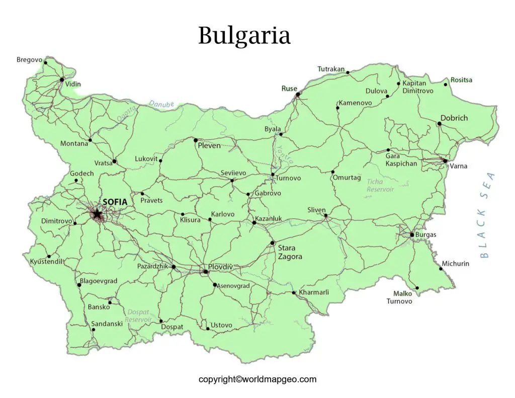 Labeled Bulgaria Map