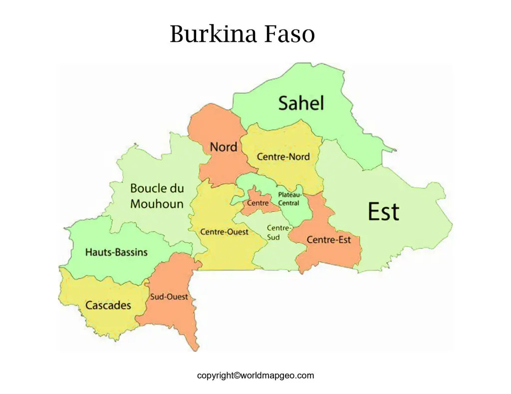 Burkina Faso Map With States Labeled