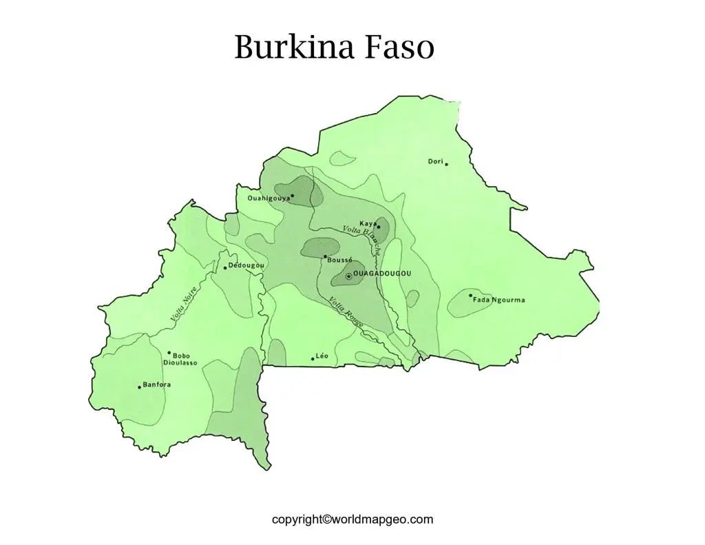 Burkina Faso Map With Cities Labeled
