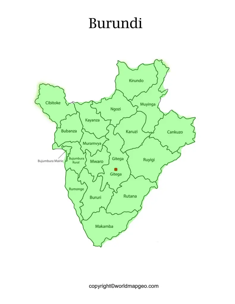 Labeled Burundi Map