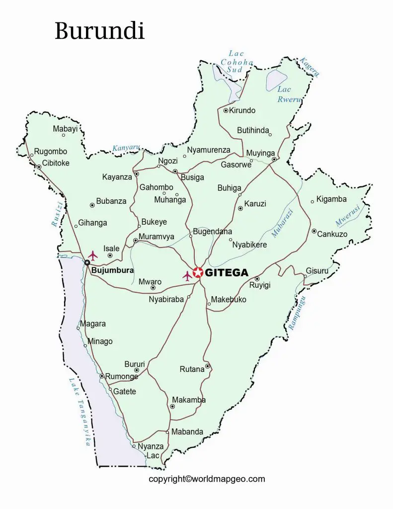Burundi Map With States Labeled