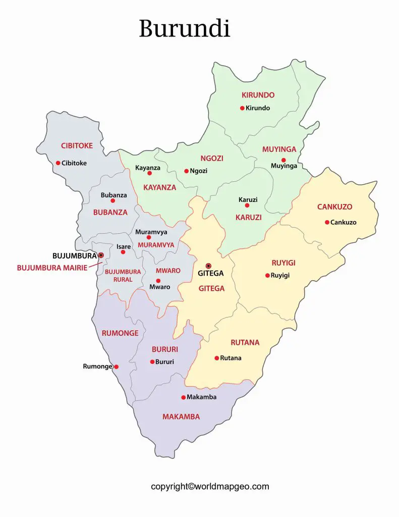Burundi Map With Cities Labeled