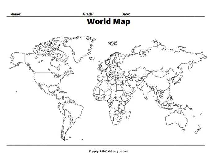 Blank World Map Worksheet