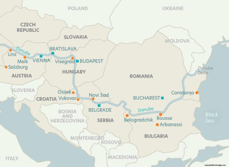Danube River Map Map of Danube - Danube River Map 768x560