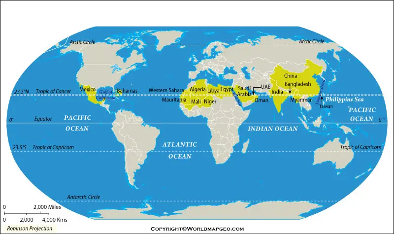 Earth Map Tropic of Cancer
