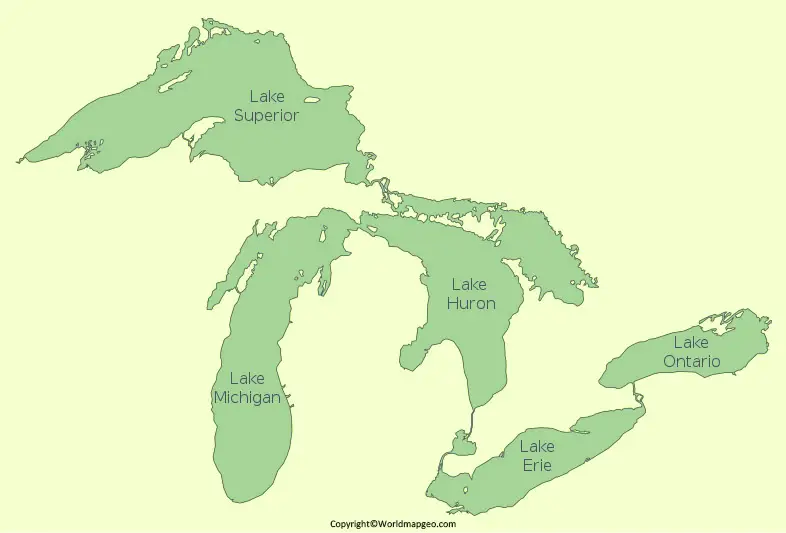 Great Lakes on World Map
