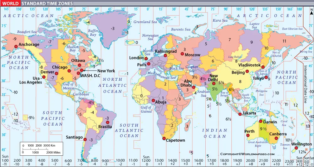 High-Resolution World Time Zone Map