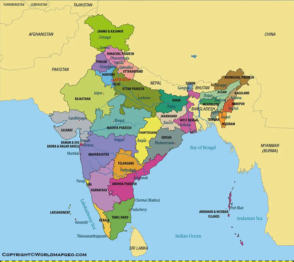 India Political Map Detailed