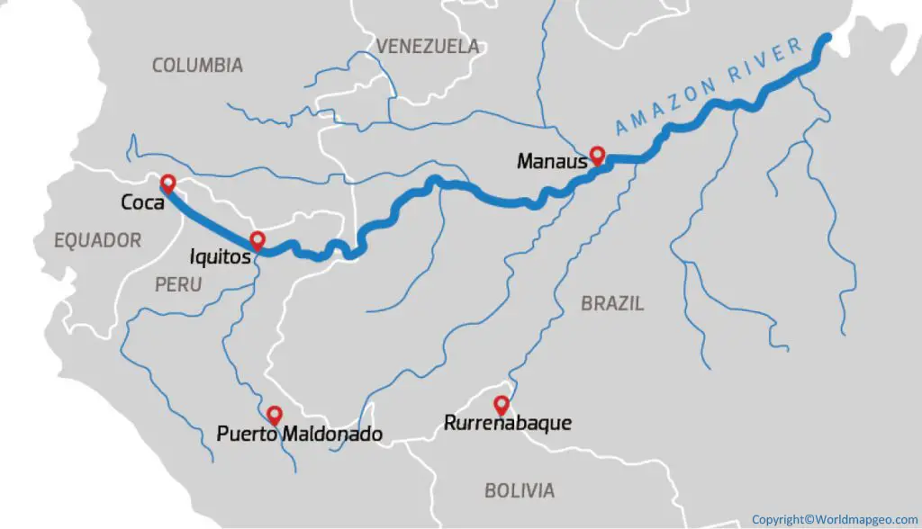 Where Is Amazon River Map Located On Map Labeled 