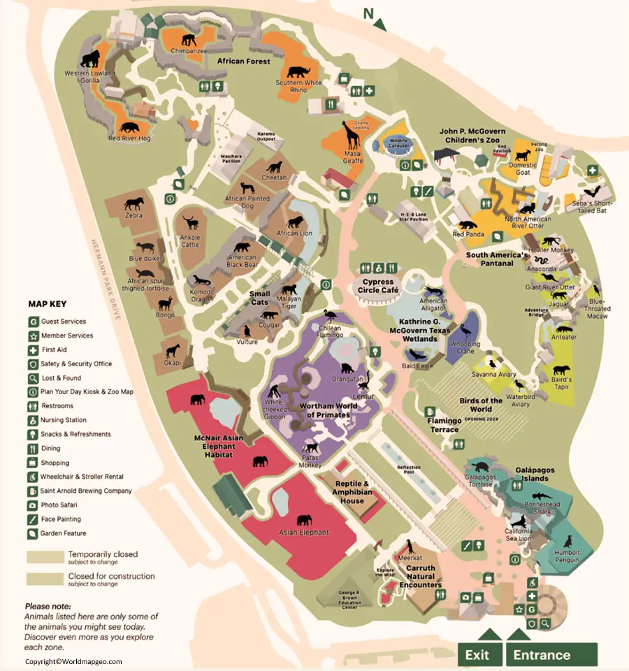 Map of Houston Zoo