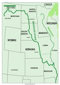 Missouri River Map Where Is Missouri River On A Map Map Of Missouri River 212x300
