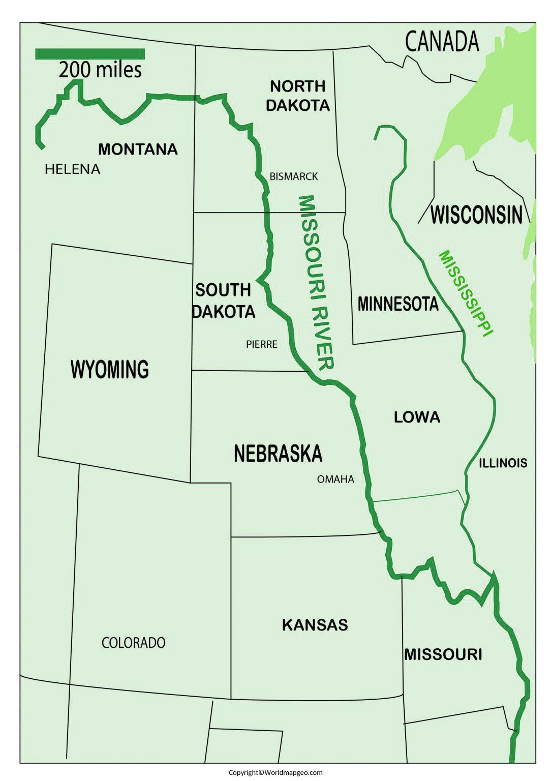 Missouri River Map [Where is Missouri River on a Map]