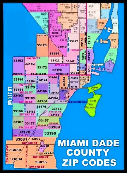 Miami Zip Code Map - Miami by Zip Code Map in Detail