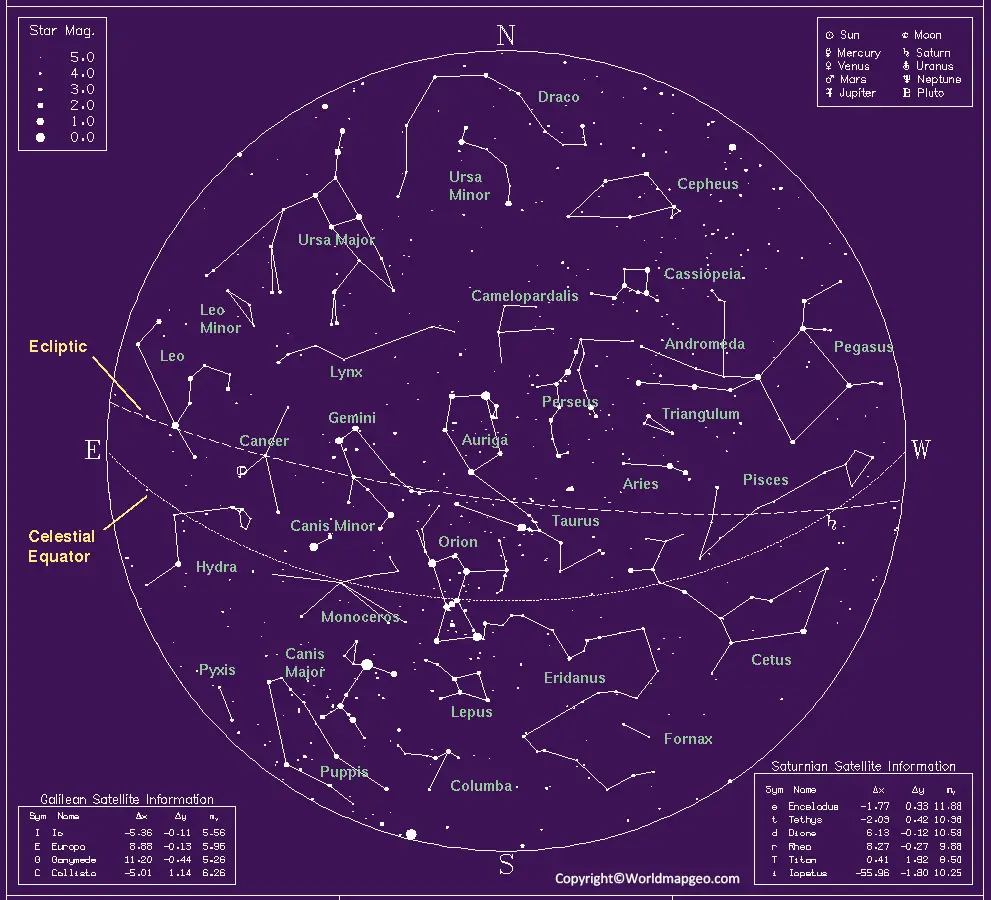 Northern Hemisphere Constellation Map