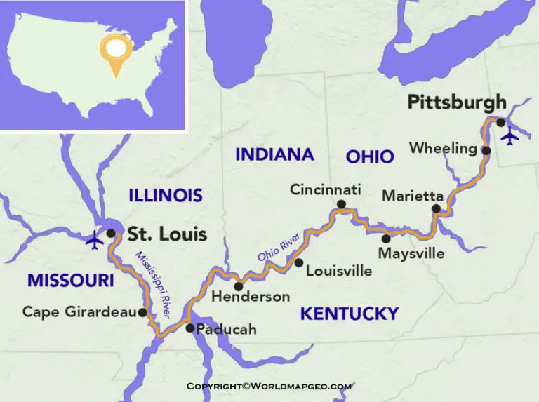 Ohio River Map - Where Ohio river valley is located?