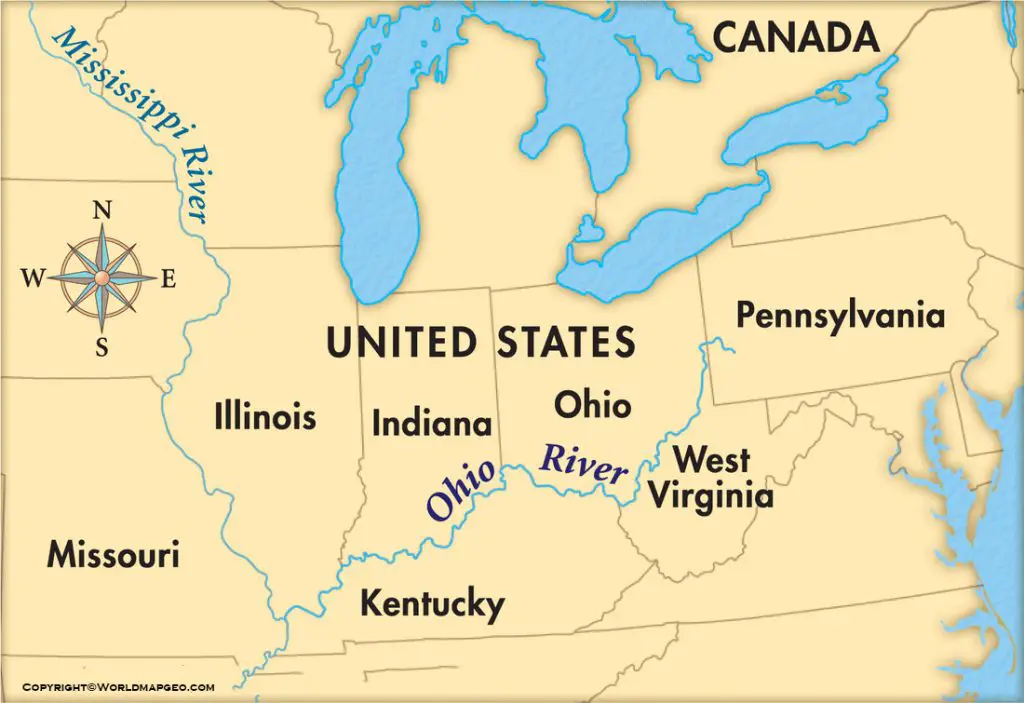 Ohio River Map USA