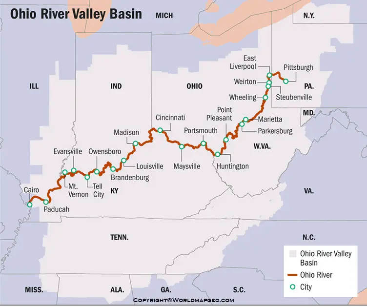 Ohio River on Map