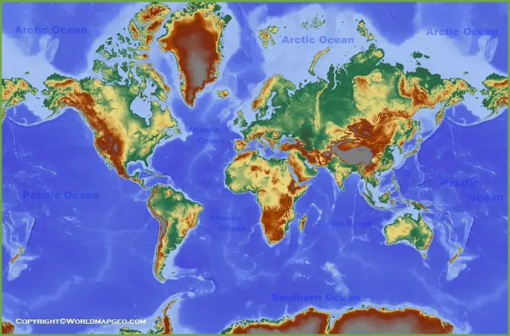 Physical World Map Labeled