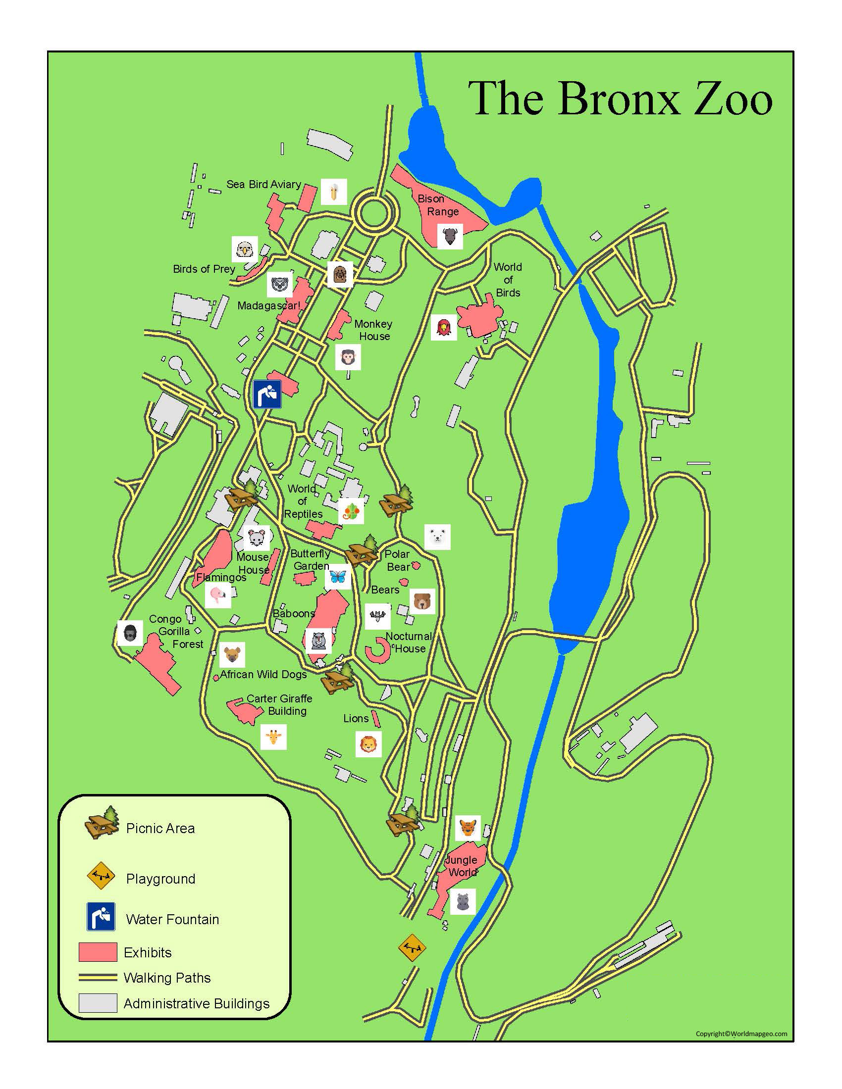 Bronx Zoo Map [Printable Map of Bronx Zoo in PDF]