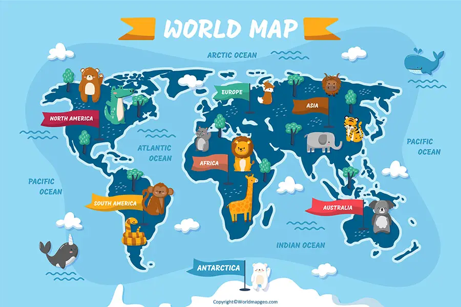 Educational World Map Resource for All Ages. Large, blank, foldable