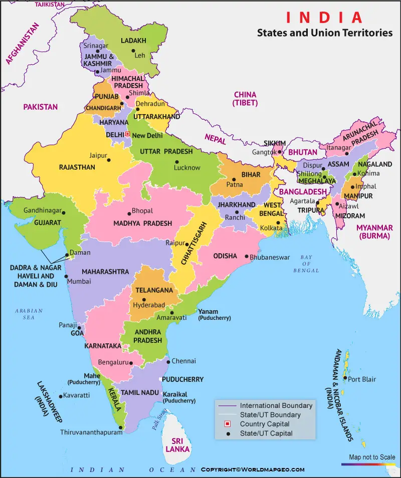 Printable Political Map of India