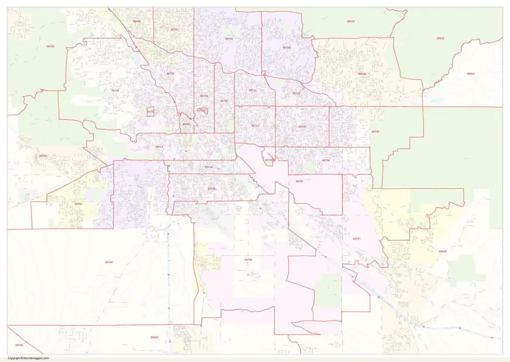 Tucson Map by Zip Code