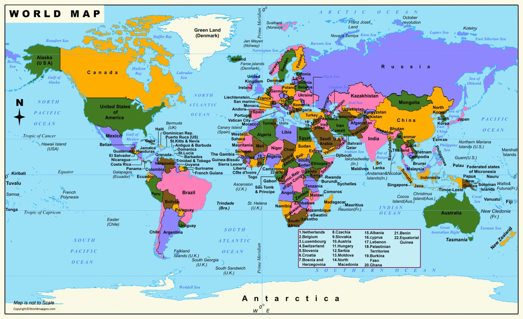 World Map HD Large in Printable High-Resolution PDF