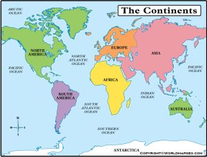 World Map Labeled Simple, Printable with Countries & Oceans