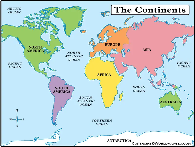 World Map Labeled Continents