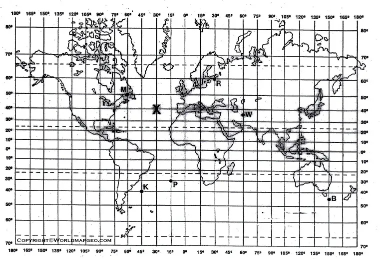 World Map with Latitude and Longitude