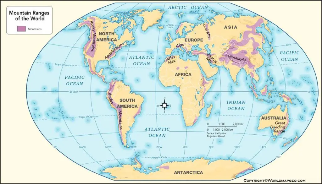 World Mountain Ranges Map