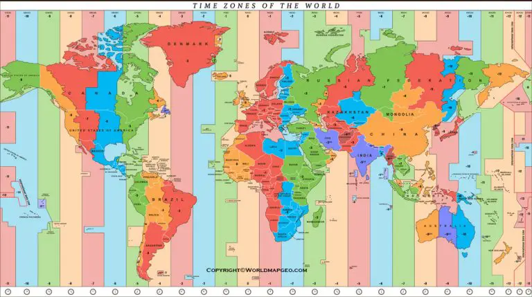 World Time Zone Map Printable in High Resolution with Names