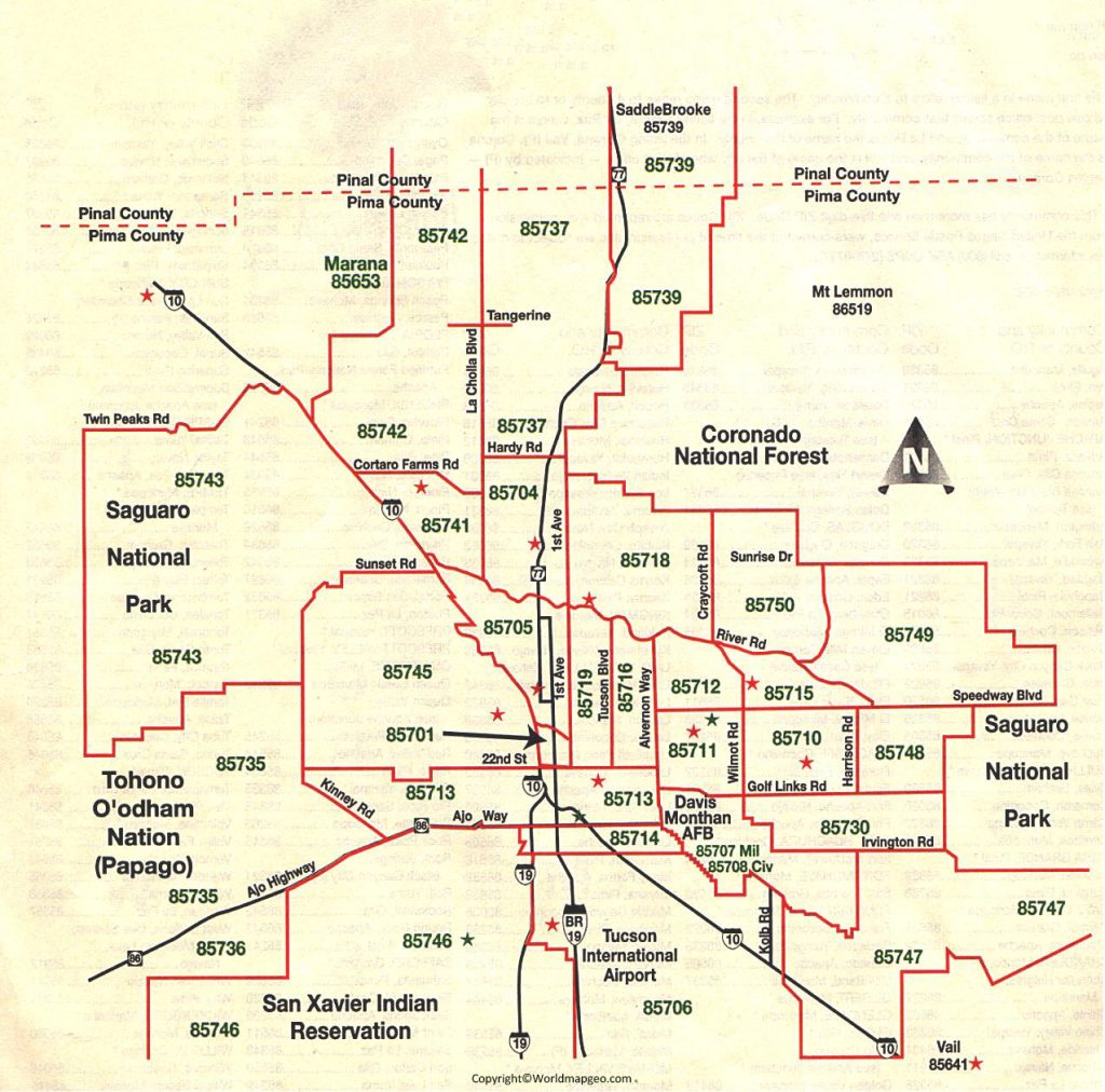 Zip Code Map of Tucson