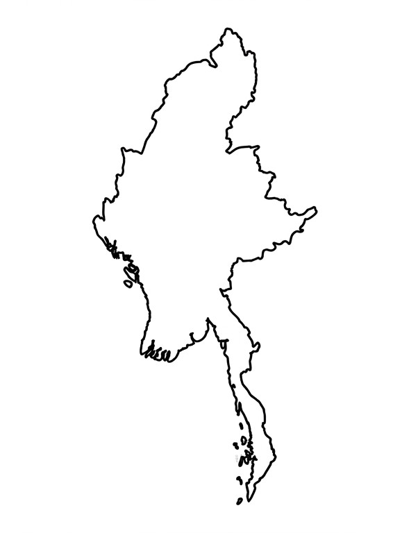Blank Map of Myanmar printable outline map